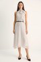 Women's Halter Neck Belt Detailed Lined Polka Dot Midi Chiffon White Black Dress - 7