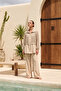 Top Mesh Detail Trouser Suit 1069 Beach Beige - 4