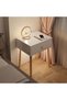 Modern White Side Table with Natural Wood Legs, 40 x 30 x 55 cm, Functional Bedside Nightstand with Drawer, Compact Storage Cabinet for Bedroom, Guest Room, Living Room, Office and Home - 3