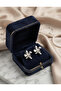 Brass silver color pearl detail flower design earrings. - 4