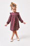 Girl's Floral Patterned Flounce Dress Burgundy