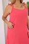 Plus Size Muslin Fabric Dress with Lace Detail and Pockets - 8