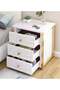 -Long Nightstand, Bedside Table, 43*35*50cm Dresser for Bedroom, Bed Side Table with Drawers, Modern End Table Bedside Furniture, Closet Organizer, Night Stand Bedside Table for Living Room, O - 3