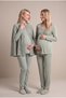 Women's Green Lace Long Sleeve Maternity Pajama Set with Dressing Gown - 4