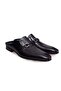 Black Color Laceless Genuine Leather Men's Half Shoes