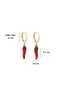 Mineli Red Pepper Figured Gold Plated Steel Hoop Earrings - 6