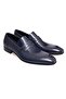 Dark Blue Color Laceless Genuine Leather Leather Sole Men's Shoes