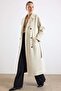 Oversize Low Sleeve Double Breasted Coat Beige Melange 3173 - 3