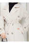Apolet Detailed Belted Buttoned Pocketed Hijab Trench Coat Rc3145 - 8