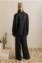 High Collar Linen Suit Black - 5