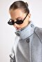 High Collar Button Detail Oversize Coat Light Gray 3177 - 6