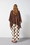 Women's Brown Premium Fabric Poncho with Tie Detail at the Collar 31170 - 3