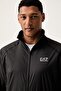 Men's Logo Detailed Stand Collar Regular Fit Elastic Cuffs Black Sports Tracksuit Set - 5