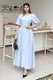 Blue Balloon Sleeve Detailed Back Tie Dress - 4
