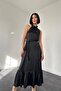 Black Halter Neck Braided Dress - 2