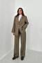 Khaki Striped Jacket and Pants Set