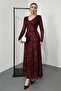 Burgundy Backless Pulpayet Dress