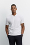 Men's Navy Blue Polo Collar Zippered Easy-Ironing Anti-Wrinkle Short Sleeve Regular Fit Sweater A62Y5007