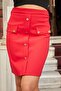Women's High Waist Pocket Flap Buttoned Above Knee Stretchy Premium Fabric Slim Pencil Skirt-Red - 4