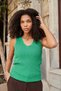 Women's Lycra Stretchy Knitwear V-Neck Camisole Body Blouse-Green - 2