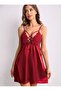 Burgundy Lace Satin Nightgown