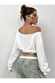 Women's Boat Neck Crop New Usa Printed Sweatshirt - 2
