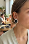 316L Silver Color Black Pearl Model Earrings - 2