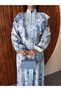 Women's Blue Chokella Fabric Ruffle Detailed Belted Maxi Dress Jen26102 - 2