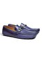 Dark Blue Leather Dark Blue Color Laceless Genuine Leather Men's Shoes