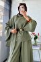 Premium Shawl Collar Shalwar Cut Linen Trousers Set - Khaki - 8