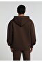 Regular Fit Hooded Plain Men's Brown Sweatshirt - 2