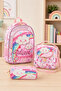 9067 Rainbow Cloud Patterned 3-Piece Primary School Backpack, Lunchbox, Pen Holder Set