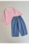 Oversize Seasonal Wide Cut Trousers Set 2-10 Fuchsia Striped - 2