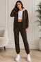 Women's Cardigan and Jogger Sweatpants Set 3 Yarns Ribbed Cardigan Hoodie and Jogger 2-Piece Sweatpants Set Full Zip Closure Jacket and Elastic Cuff Jogger Long Sweatpants - 8