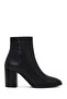 Women's Black Zippered Thick Heeled Leather Boots Wf210010Dv