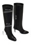 Women's Black Thin Heeled Leather Boots Wf160005Dv - 5