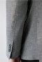 6 Drop Regular Fit Standard Cut Mono Collar Patterned Classic Linen Blend Jacket - 5
