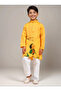 Boys Yellow Cotton Kurta with Printed Design