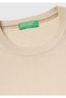 Men's Stone 100% Cotton Ribbed Knitwear T-Shirt with Contrast Detail - 3