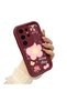 Samsung Galaxy S25 Ultra Compatible Case Camera Protector Floral Pattern Burgundy Lover Couple Silicone Phone Case - 3