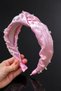 Bym Powder Pink Satin Silver Embroidered Women's Hair Crown Evening Dress Henna Engagement Accessory - 5
