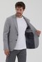 Sanabri Men's Gray Polyviscon Fabric Slim Fit Mono Collar Sports Blazer Jacket - 7