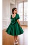 Special Design Pearl Detailed Green Short Sleeve Balloon Sleeve Girls Evening Dress - 3