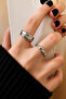 Women's Silver Color 2-Piece Ring Set Patterned Minimal Model - 2