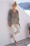 Italian Mink Lace Collar 3/4 Sleeve Lined Elastic Waist Sequined Silk Woven Blouse 65 70 - 6