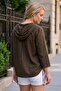 Brown Hooded 3/4 Sleeve Buttoned Side Tie Embroidered Cotton Woven Jacket 60 60 - 8