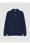 Peak New Season Navy Blue Polo Collar Men's Sweatshirt - 4