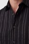 Men's Black Striped Cotton Relaxed Fit Summer Shirt Long Sleeve Shirt 2602609 - 3
