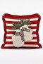 Winter Themed Snowman, Deer and Pine Tree Patterned 4-Piece Fringed Throw Pillow Cover Set - 4