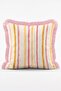 Martini Glass and Striped Zigzag Patterned Cocktail Themed Set of 4 Fringed Throw Pillow Covers - 4